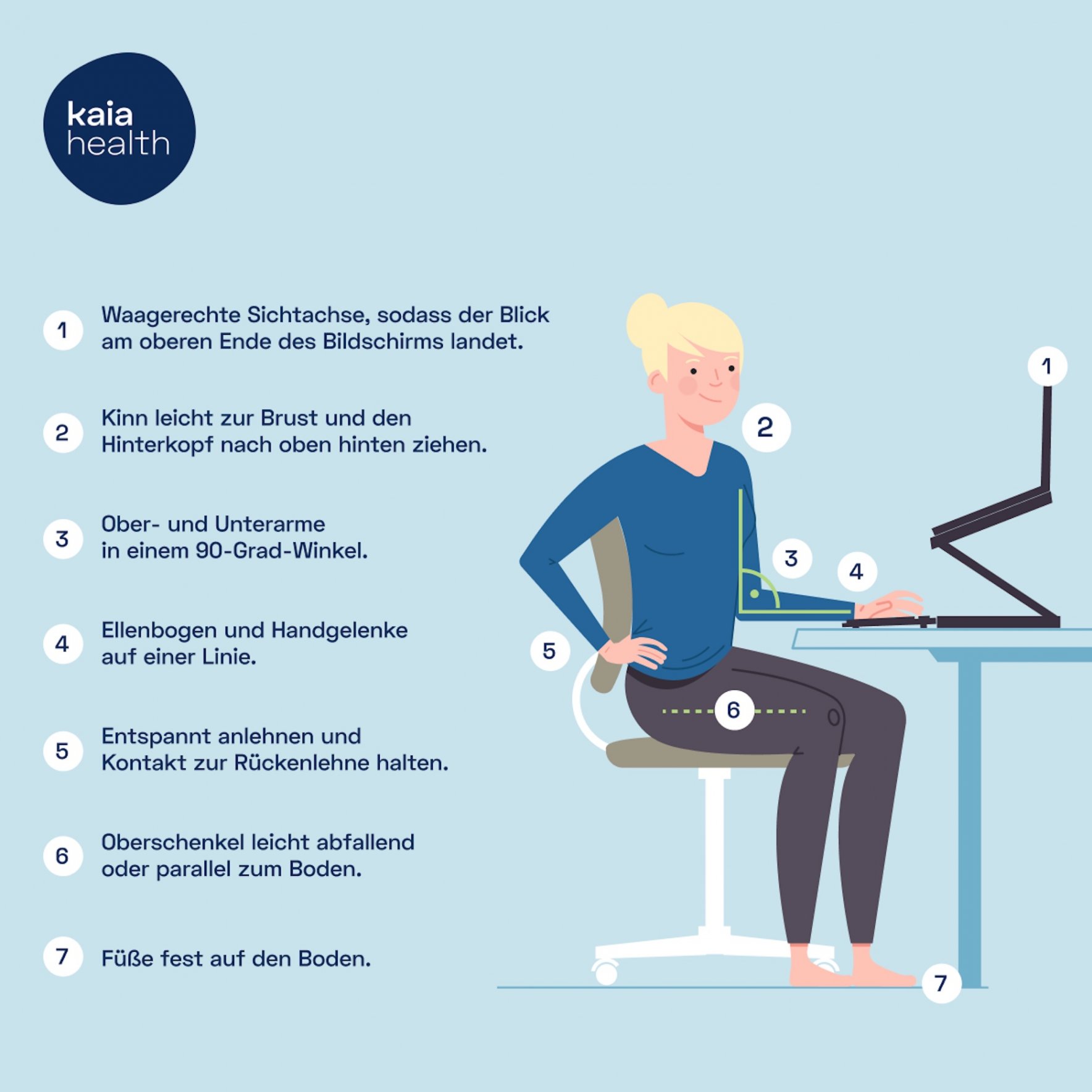 Auf diese Punkte solltest du achten, wenn du ergonomisch sitzen möchtest.