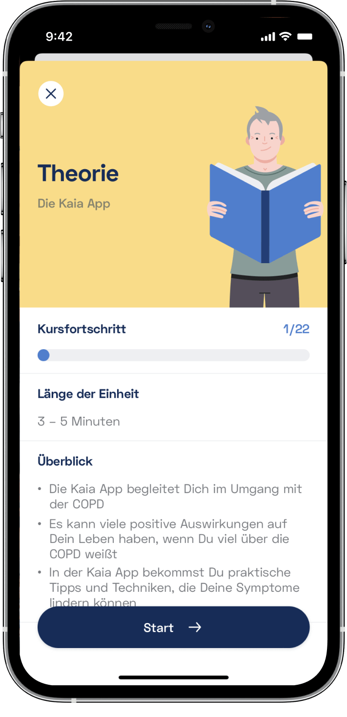 Darstellung einer Wissenseinheit in der Kaia App anhand einer Smartphone Illustration
